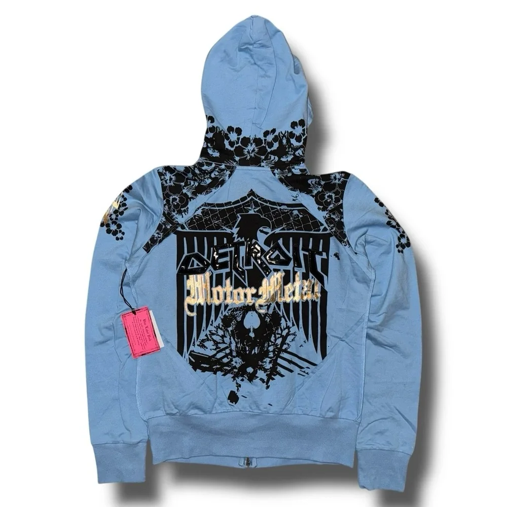 New BLAC LABEL PINK Hoodie Women Medium Motor Metal Full Zip Affliction-Style - Picture 1 of 7